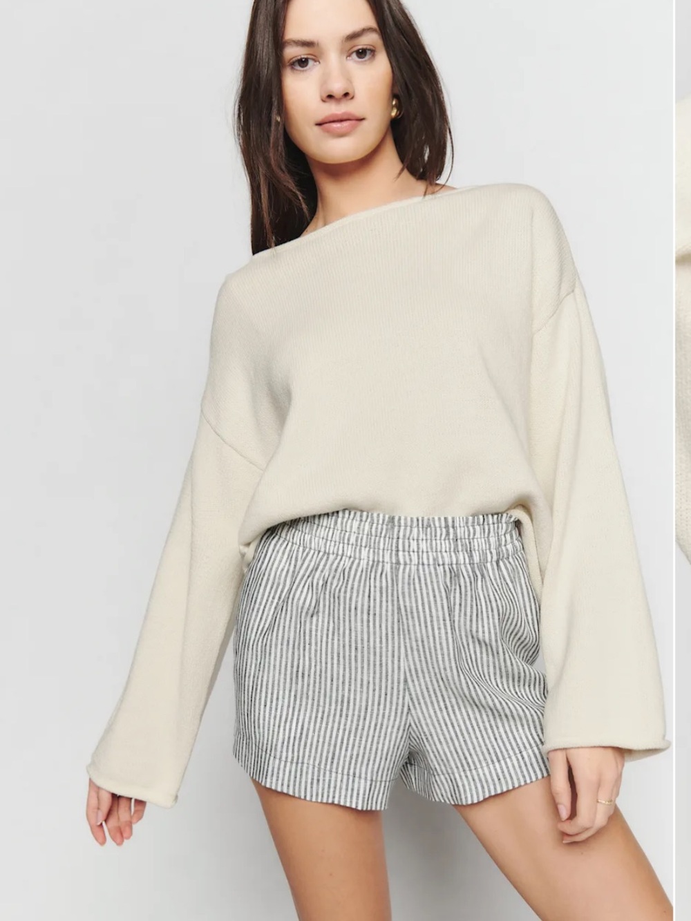 Reformation Jill Cotton Sweater Gossamer - Size L